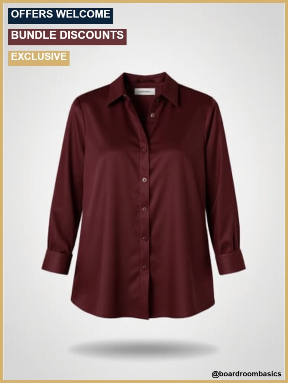 V Neck Satin Button Down Blouse Long Sleeve Office Work Top
